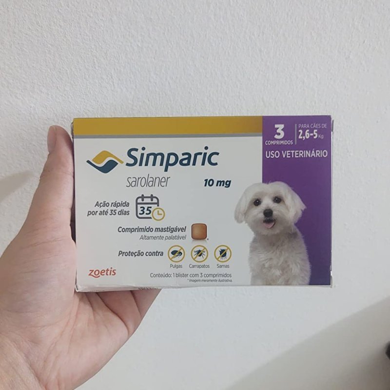 Zoetis Simparic 10mg de 2,6 Até 5Kg 03 Comprimidos