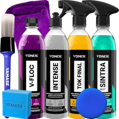 Kit Limpeza Automotivo Shampoo V-Floc Cera Carnauba Tok Final Limpador Sintra Fast Renovador Plástico Intense Acessórios Yamase