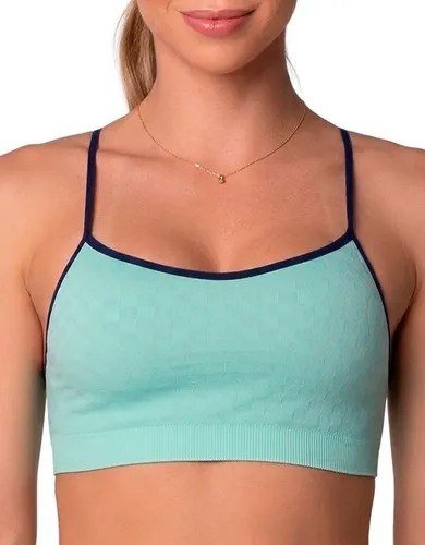 Top Selene Com Bojo Removível Fitness Sem Costura Alça Fina Verde Liso P - 34 A 36