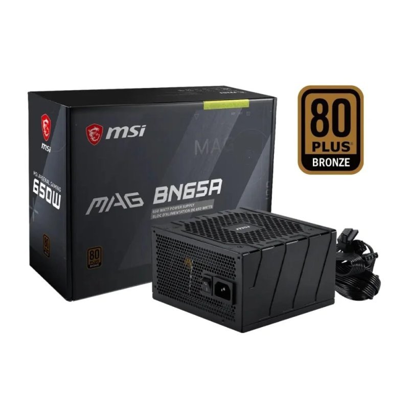 Fonte MSI MAG BN65A, 650W, 80 Plus Bronze, PFC Ativo, Com Cabo