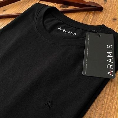 Camiseta Aramis Manga Curta Algodão Peruano Preto (P e M)