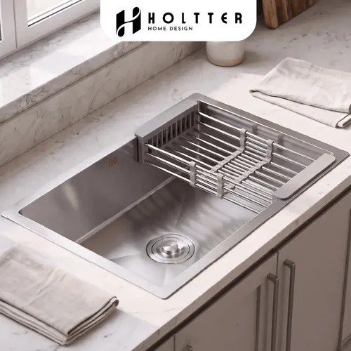 Cuba Gourmet Cozinha 60x45cm Aço Inox Escovado Com Escorredor Regulável Prateado Holtter Home Design
