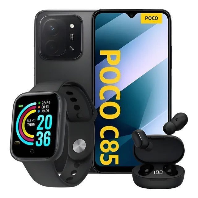 Smartphone Xiaomi Poco C85 256GB 2 Chip com Brindes Preto