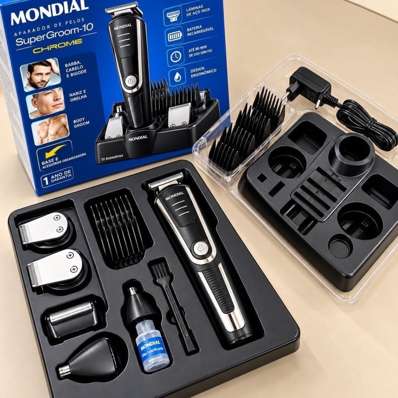 Aparador De Pelos Supergroom-10 Mondial Bivolt Bg-10