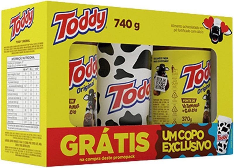 Kit 2 Achocolatados Pó Original Toddy 740g Copo Exclusivo