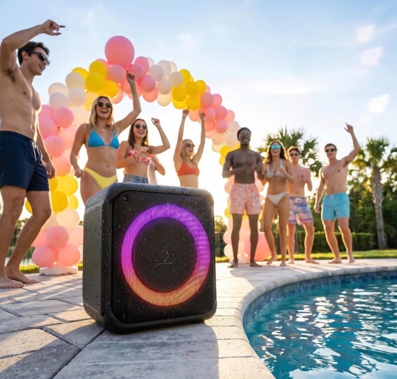 Caixa de Som Bluetooth Portátil Karaokê RGB