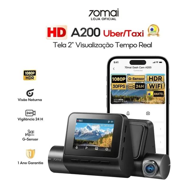 Câmera Veicular Automotiva 70mai A200 HD 1080P