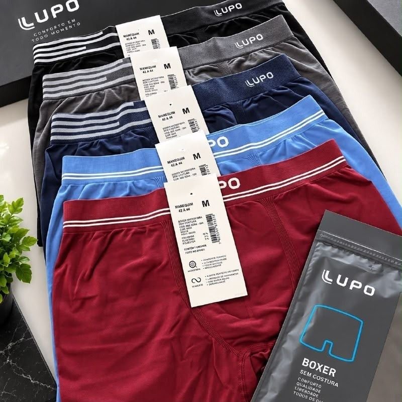 Kit 6 Cuecas Lupo Boxer Box Sem Costura Basic Microfibra