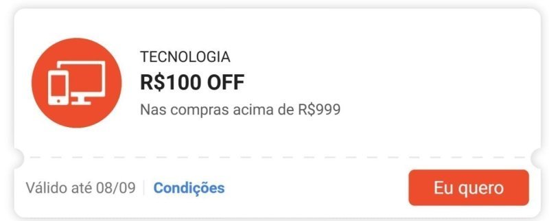 R$100 OFF em R$999