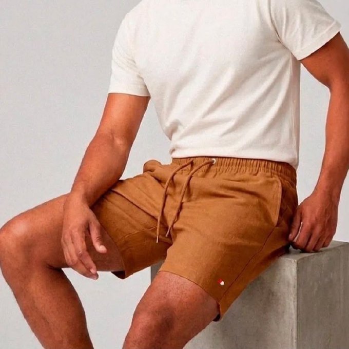 Bermuda Shorts Masculina Sandrini Linho Casual Elástico