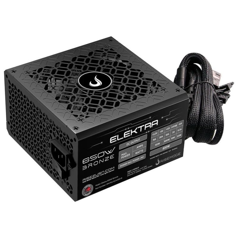 Fonte Gamer Rise Mode Elektra, 650W, Bronze, Pfc Ativo, Preto Rm-Psu-Elk-650-B