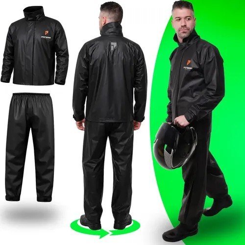 Capa De Chuva Moto Pioneira Impermeável Pvc Motoqueiro Frio Preto Com Laranja Masculino - G