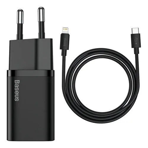 Carregador Turbo Baseus 20w Com Cabo Para iPhone 14 Cor Preto