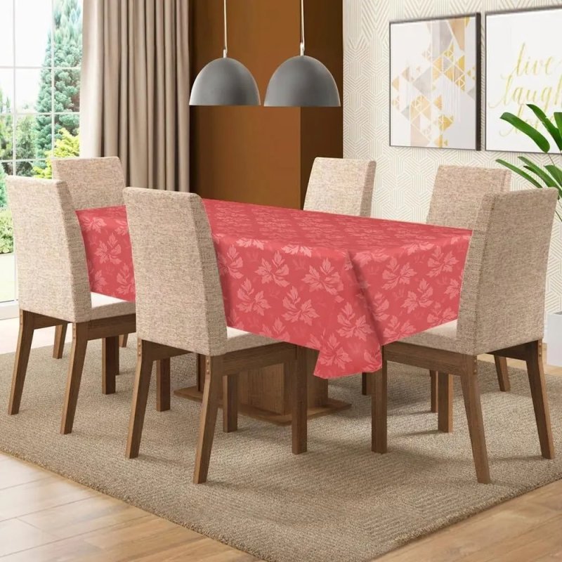 Toalha De Mesa De 6 Lugares Tecido Jacquard Retangular