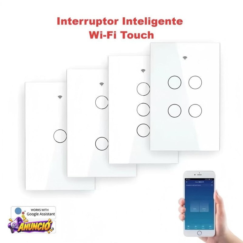 Interruptor Inteligente Touch 1/2/3/4 Botão WiFi Smart Automação, Compatível Alexa Google Smart Tuya