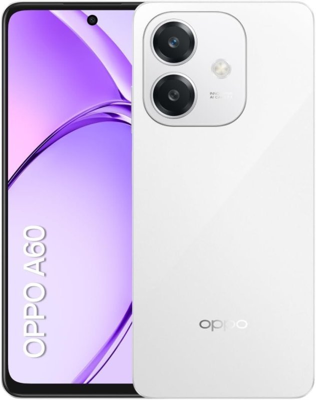 Smartphone OPPO A60, 256GB, 8GB RAM, Câmera AI de 50MP, Bateria 5.100mAh, Carregamento 45W – Branco