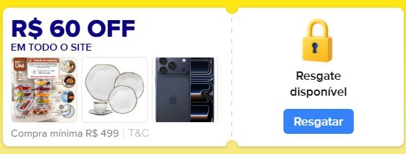 Próximo Cupom R$ 60 OFF em R$ 499 Mercado Livre