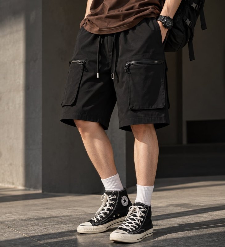 Bermuda Shorts Masculino Casuais Folgados Versáteis 6 Bolsos