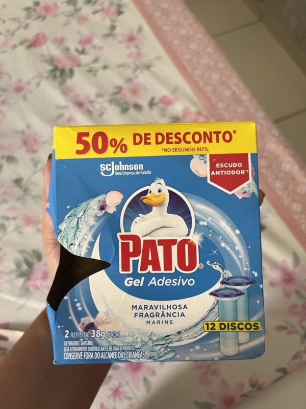 Pato Gel Desodorizador Adesivo 2 Refis 12 discos Marine