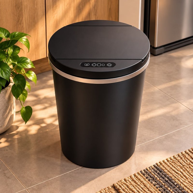 Lixeira Inteligente Redonda 16L Automática com Sensor Recarregável USB‐C