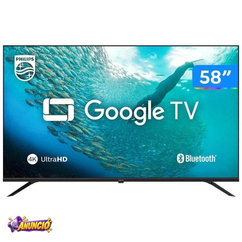 Smart TV 58" 4K UHD LED Philips 58PUG7019/78 Wi-Fi Bluetooth Google Assistente 3 HDMI 2 USB