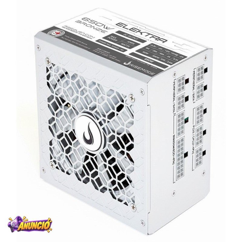 Fonte Gamer Rise Mode Elektra, 650W, Bronze, Full Modular, PFC Ativo, Branco - RM-PSU-ELKM-650-W