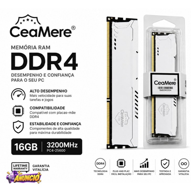 Memória RAM DDR4 8GB 3200MHz