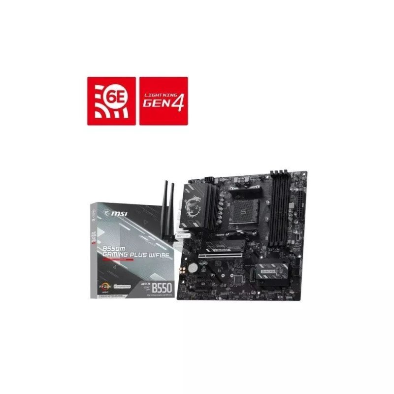 Placa-Mãe MSI B550M Gaming Plus WiFi6E, AMD AM4, DDR4, Wi-Fi 6E, Bluetooth 5.2