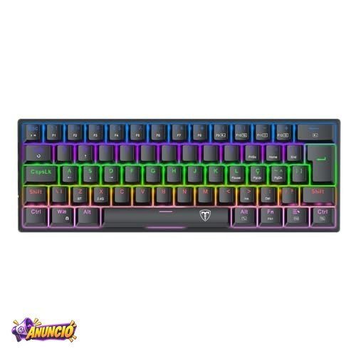 Teclado Gamer T-Dagger Arena Pro Iluminação Rainbow Preto 60% Switch Marrom T-TGK321PRO-BR PT