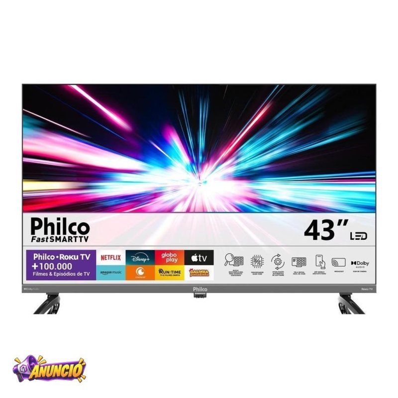 Smart TV 43" Philco QLED HDR10 Roku TV P43KRB