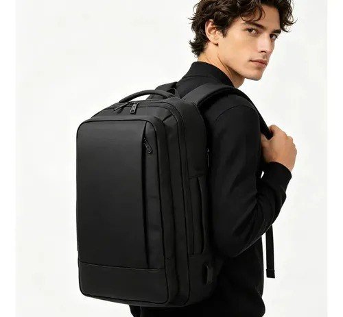 Mochila À Prova D'água Reforçada Expansível Para Viagens Diá Preto