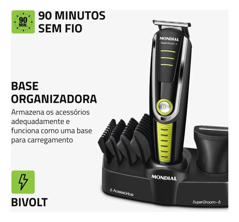 Cortador De Cabelo Mondial Super Groom 6 Bg-04