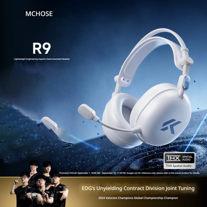 Headset Mchose R9, sem fio, super leve, 285g