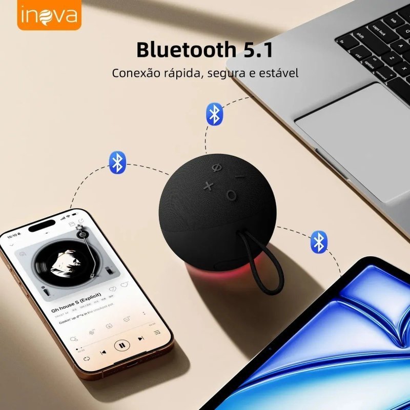 Inova Mini Caixa de Som Bluetooth Portátil