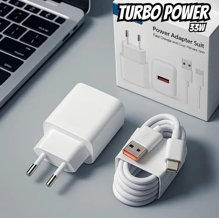 Carregador Turbo Tipo C 33W Com Carregamento Rápido Com Cabo Tipo C