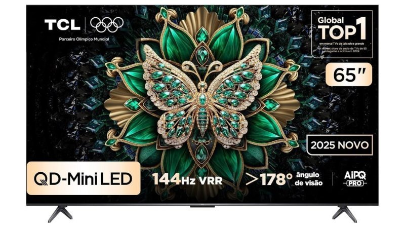 Smart TV TCL 65 Polegadas QD-Mini LED 4K C6K Wi-Fi Bluetooth Google TV 4 HDMI 144Hz HDR10+ 65C6K
