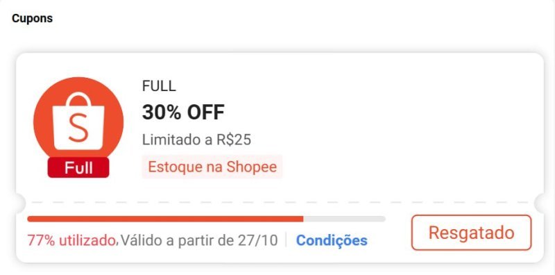 Cupons Shopee Esgotando