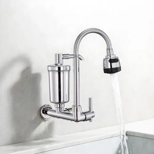 Torneira De Parede Com Filtro Para Cozinha Flexível Parede Prateado