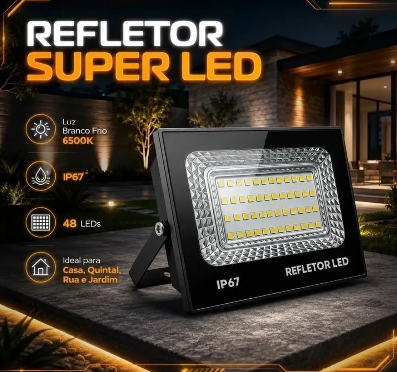 Kit 2 Refletor Led 200w Holofote Bivolt Prova D'água Cor Branco Frio 6500k