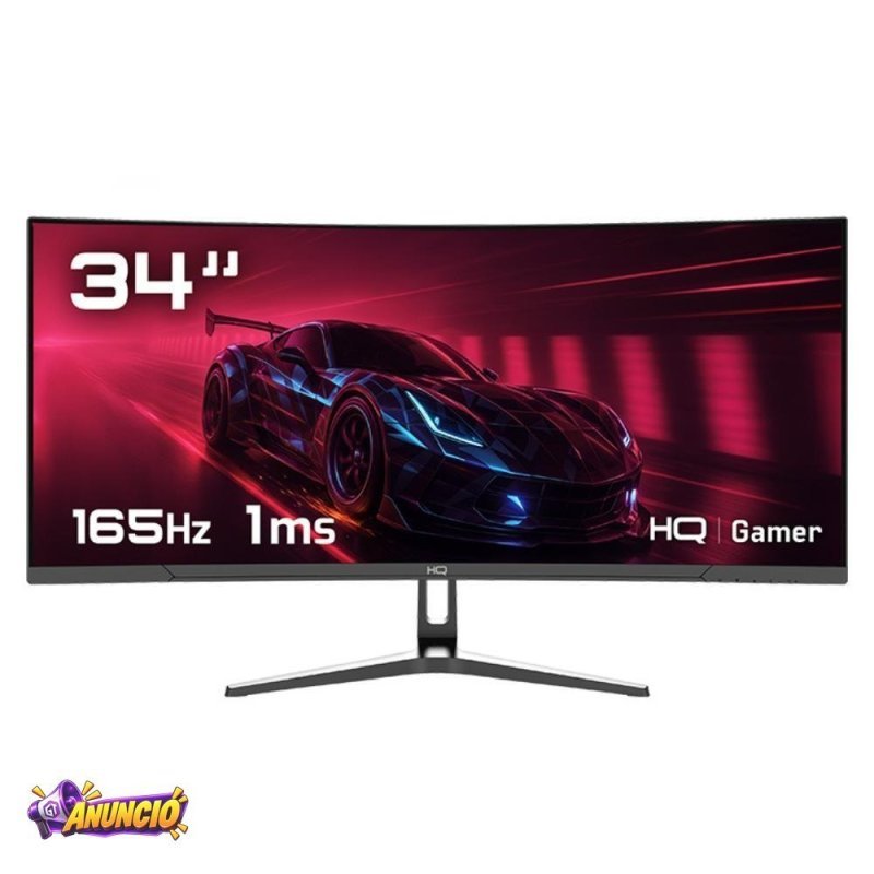 Monitor Gamer 34" Curvo 1ms, 165Hz, UltraWide (QHD) - 3440x1440 AMD FreeSync, HDMI, DP, HQ Premium HQ34C16