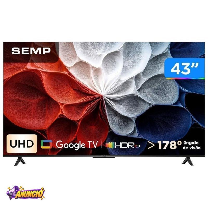 Smart TV 43" Semp 4K UHD LED 43S62 Google TV 2025