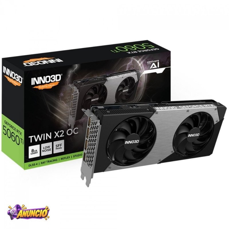 Placa de Vídeo INNO3D NVIDIA GeForce RTX 5060 Ti TWIN X2, 8GB