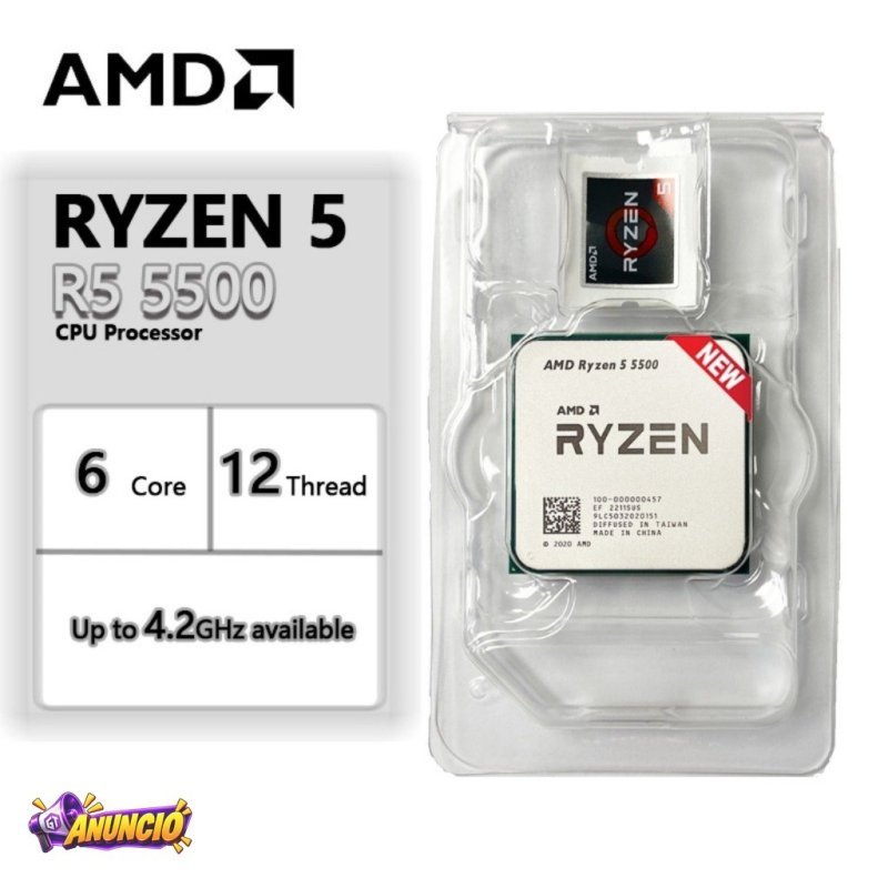 Processador AMD Ryzen 5 5500, 6-Core, 12-Threads, 3.6GHz (4.2GHz Turbo), Cache 19 MB, AM4 Novo S/Caixa