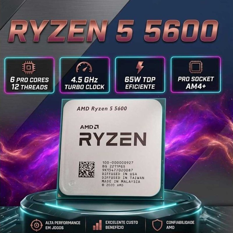 Processador Amd Ryzen 5 5600 Am4 6 Núcleos 12 Threads