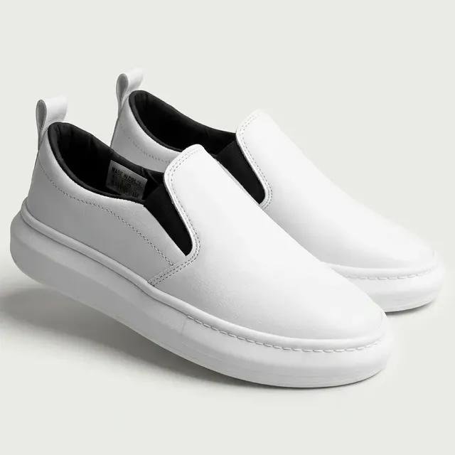 Tênis Casual Masculino Iate Versátil Slin Minimalista Branco (38 ao 43)