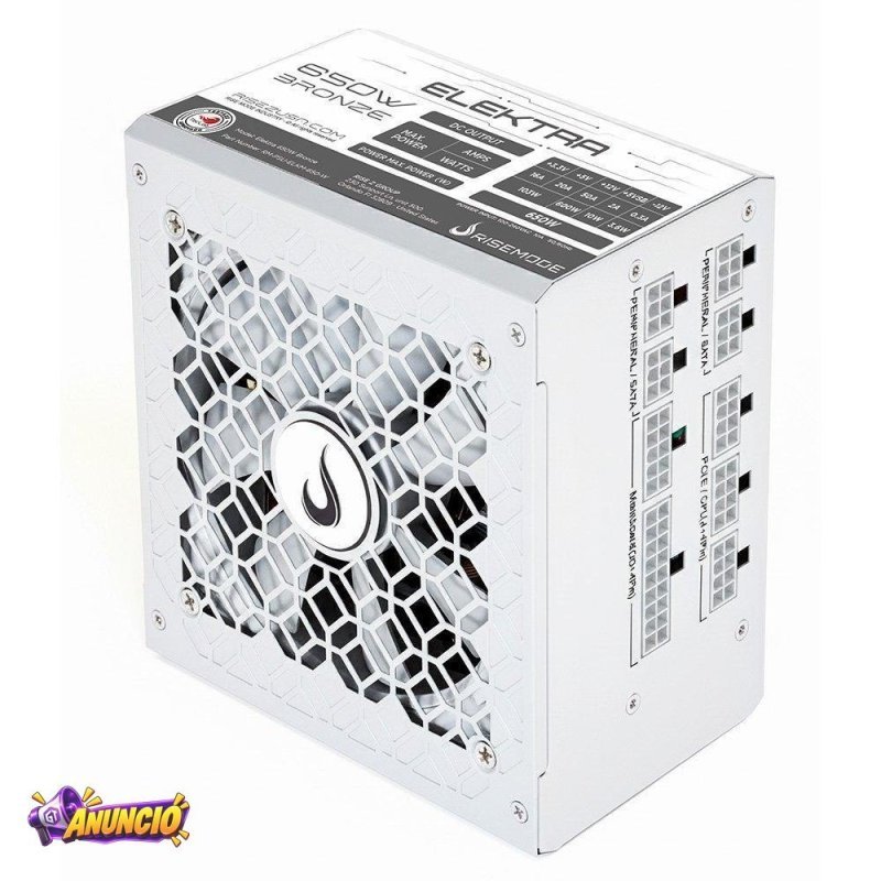 Fonte Gamer Rise Mode Elektra, 650W, Bronze, Full Modular, PFC Ativo, Branco - RM-PSU-ELKM-650-W