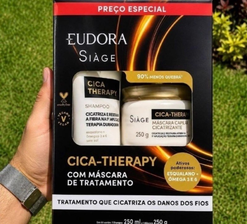 Kit Eudora Siage Cica-Therapy Shampoo 250ml + Máscara 250g + Frete Grátis