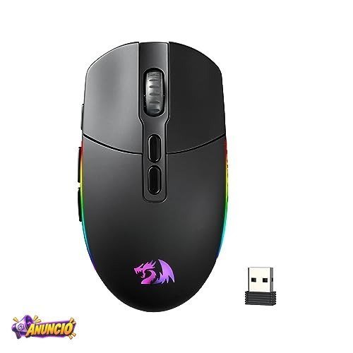 Mouse Gamer Redragon Invader Pro Híbrido Sem Fio 2.4GHz Cabo Paracord USB-C Removível 10000 DPI 9 Botões Preto M719RGB-PRO