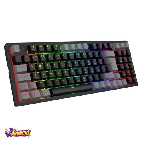 Teclado Mecânico Gamer com Fio 95 Teclas, RGB com 20 Modos de Iluminação