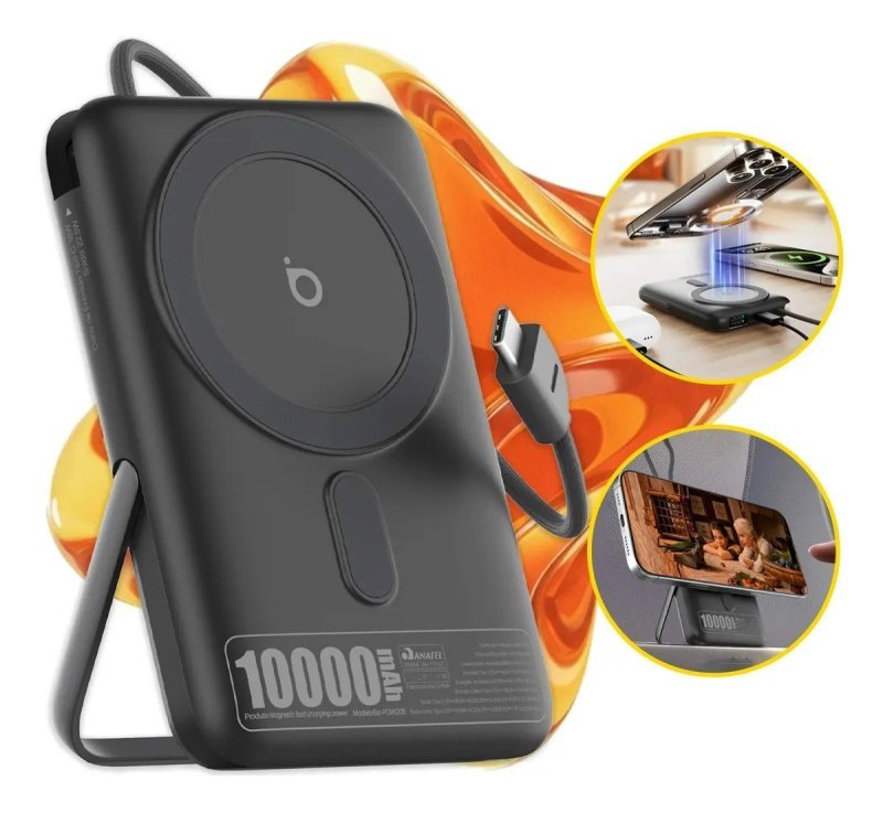 Basike Carregador Portátil Power Bank B205 Magsafe 10000mah PD 22.5w Turbo Rápido PD Tipo C USB C Sem Fio Universal Potente Com Display Para iPhone 15/16/17 Pro Max Samsung Galaxy S24 S25 Ultra Z Fold